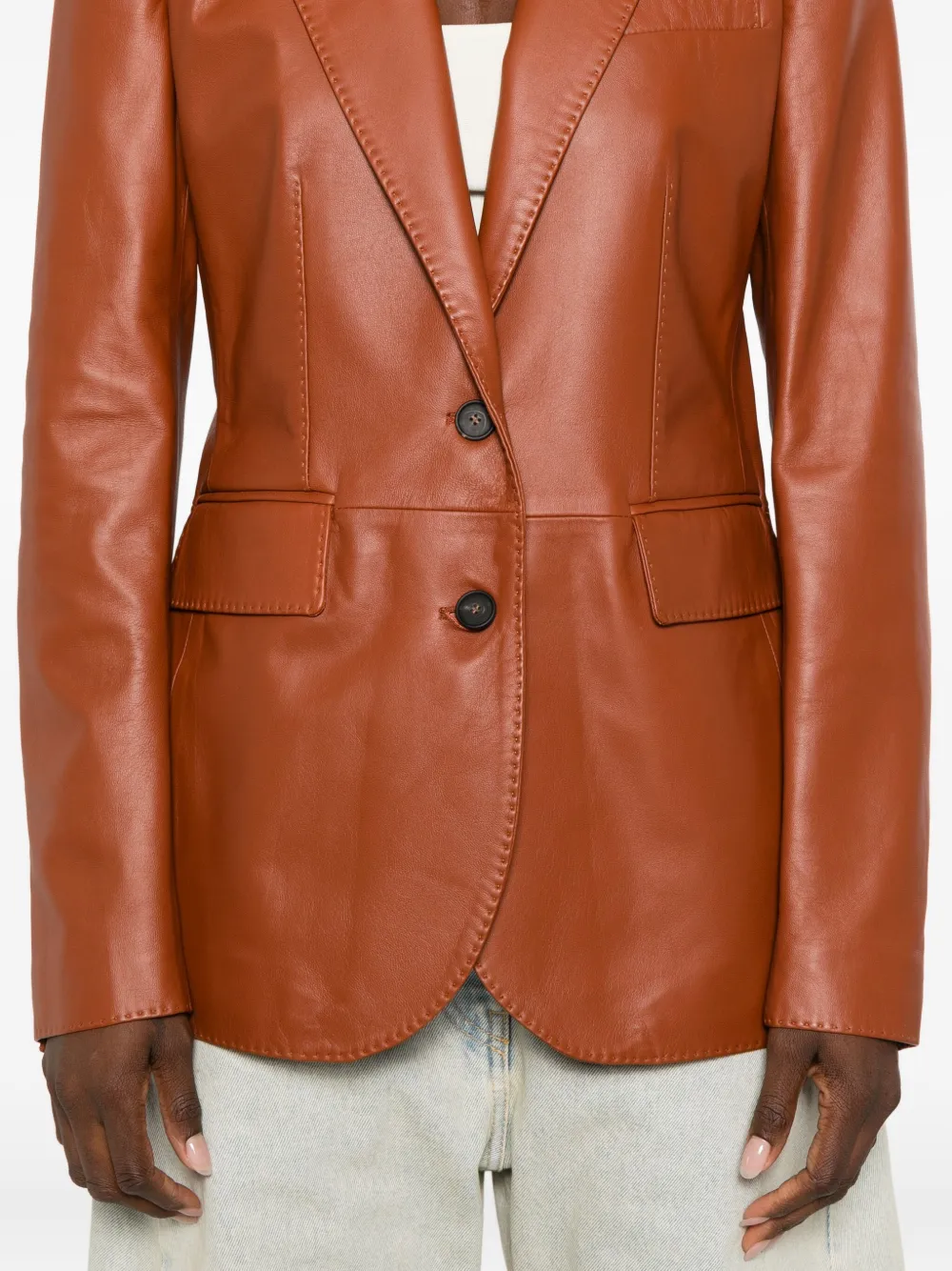 Tagliatore Buttoned Notched-lapel Blazer In Brown