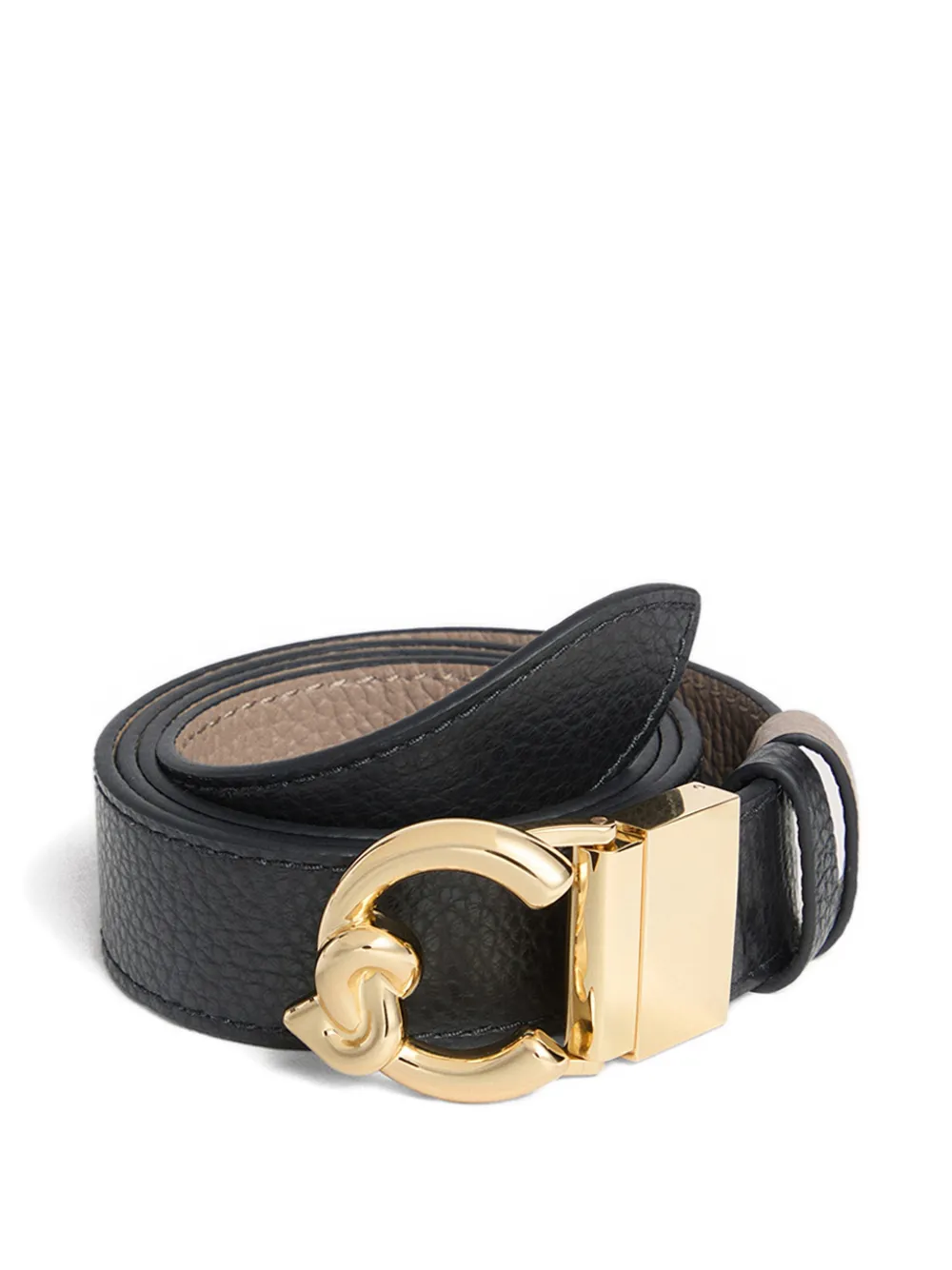 Coccinelle grained buckle leather belt - Nero