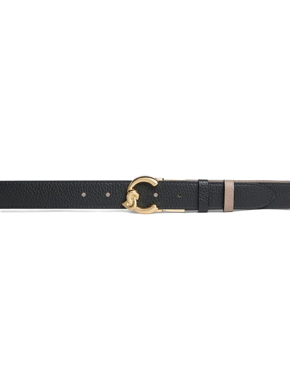 Coccinelle grained buckle leather belt - Zwart