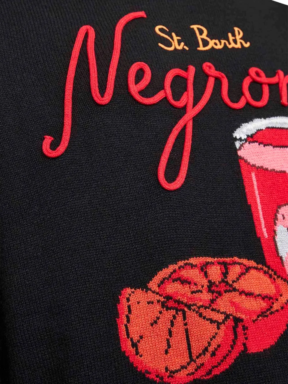 MC2 Saint Barth Trui met borduurwerk en lange mouwen Zwart