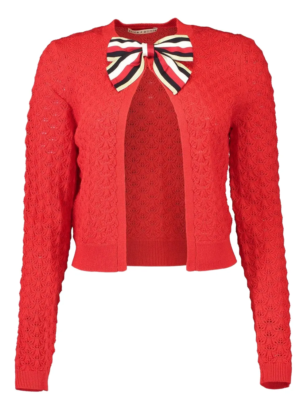 alice + olivia open-front bow-detailing cardigan | Red | Image 1