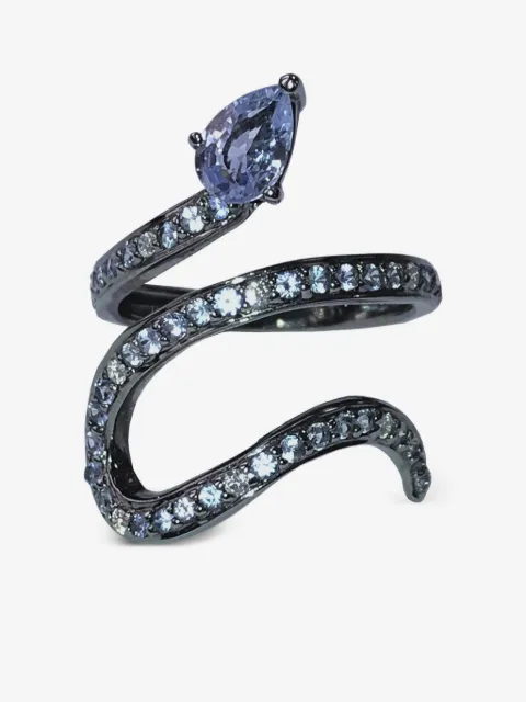 Stefere anillo Snake en oro blanco de 18kt con zafiro y diamante