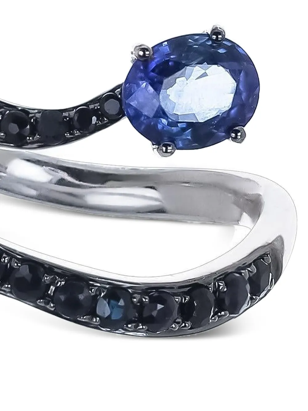  Stefere 18k White Gold Snake Sapphire And Diamond Ring 