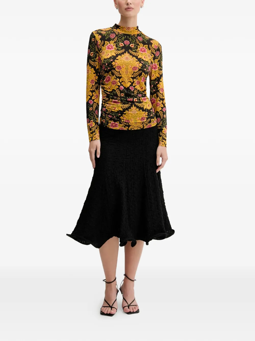  Farm Rio Floral-pattern T-shirt - Black 