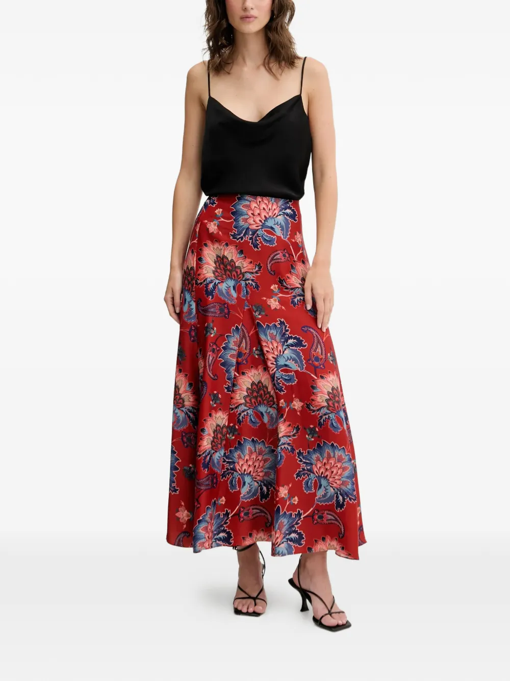  Farm Rio Floral Maxi Skirt - Red 