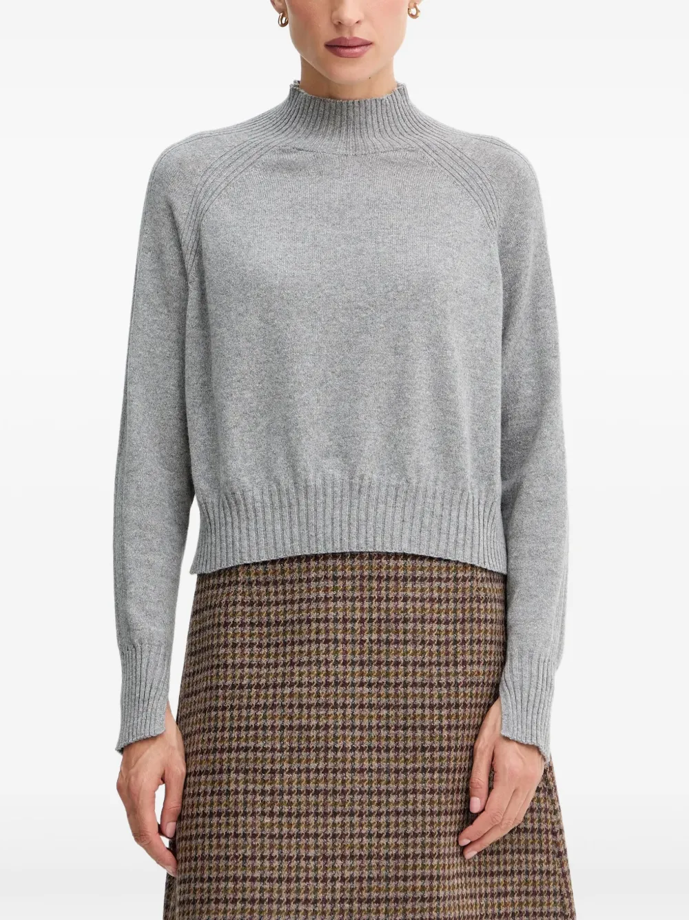 Twinset High-neck Wool Sweater In Gray