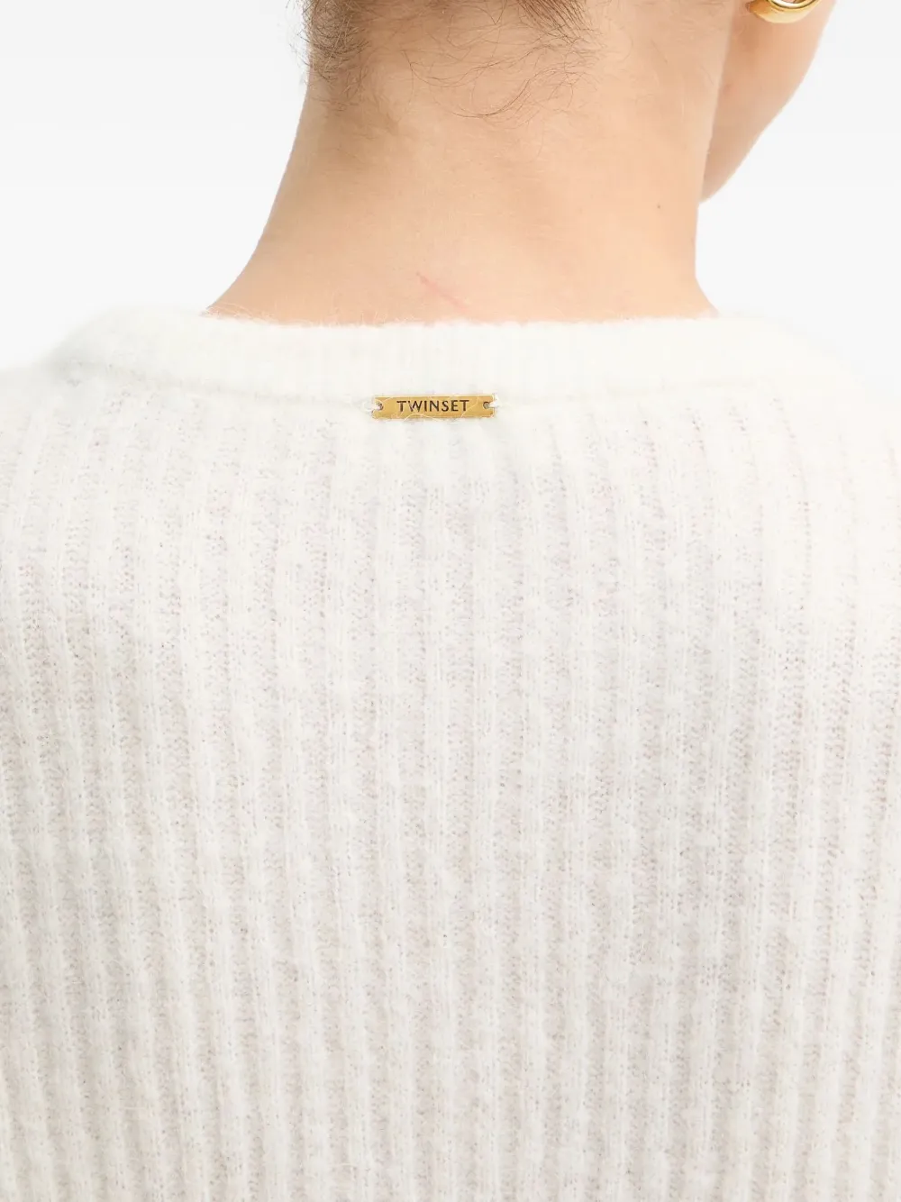 Twinset Cable-knit Crew-neck Sweater In White