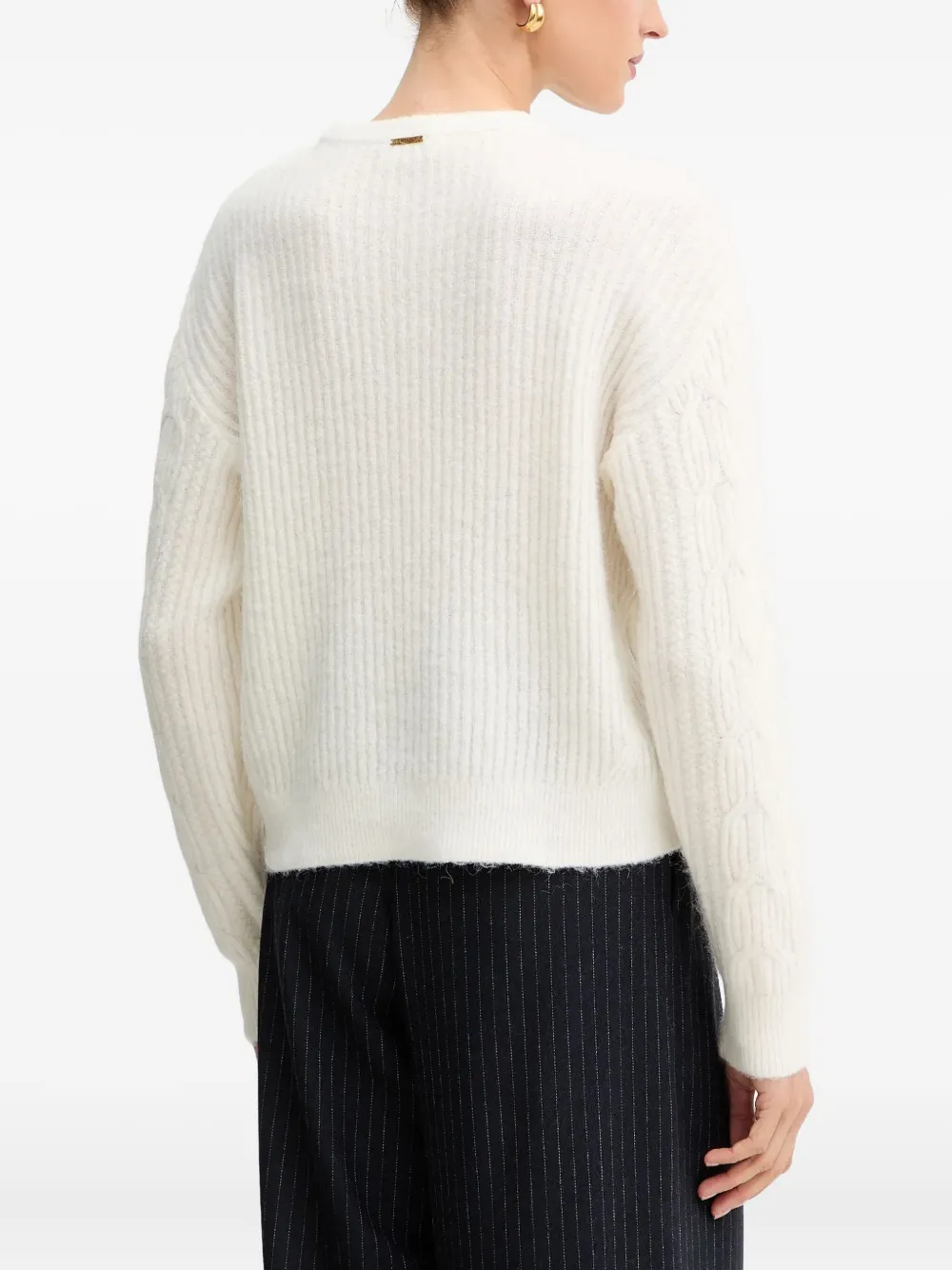 Twinset Cable-knit Crew-neck Sweater In White