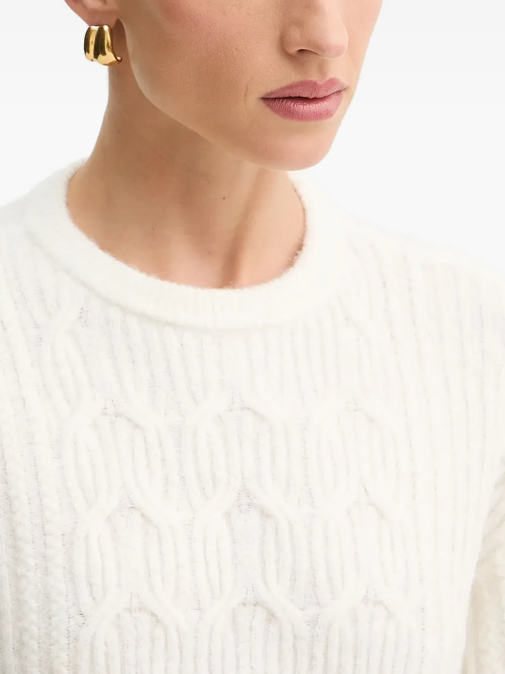 Twinset Cable-knit Crew-neck Sweater In White