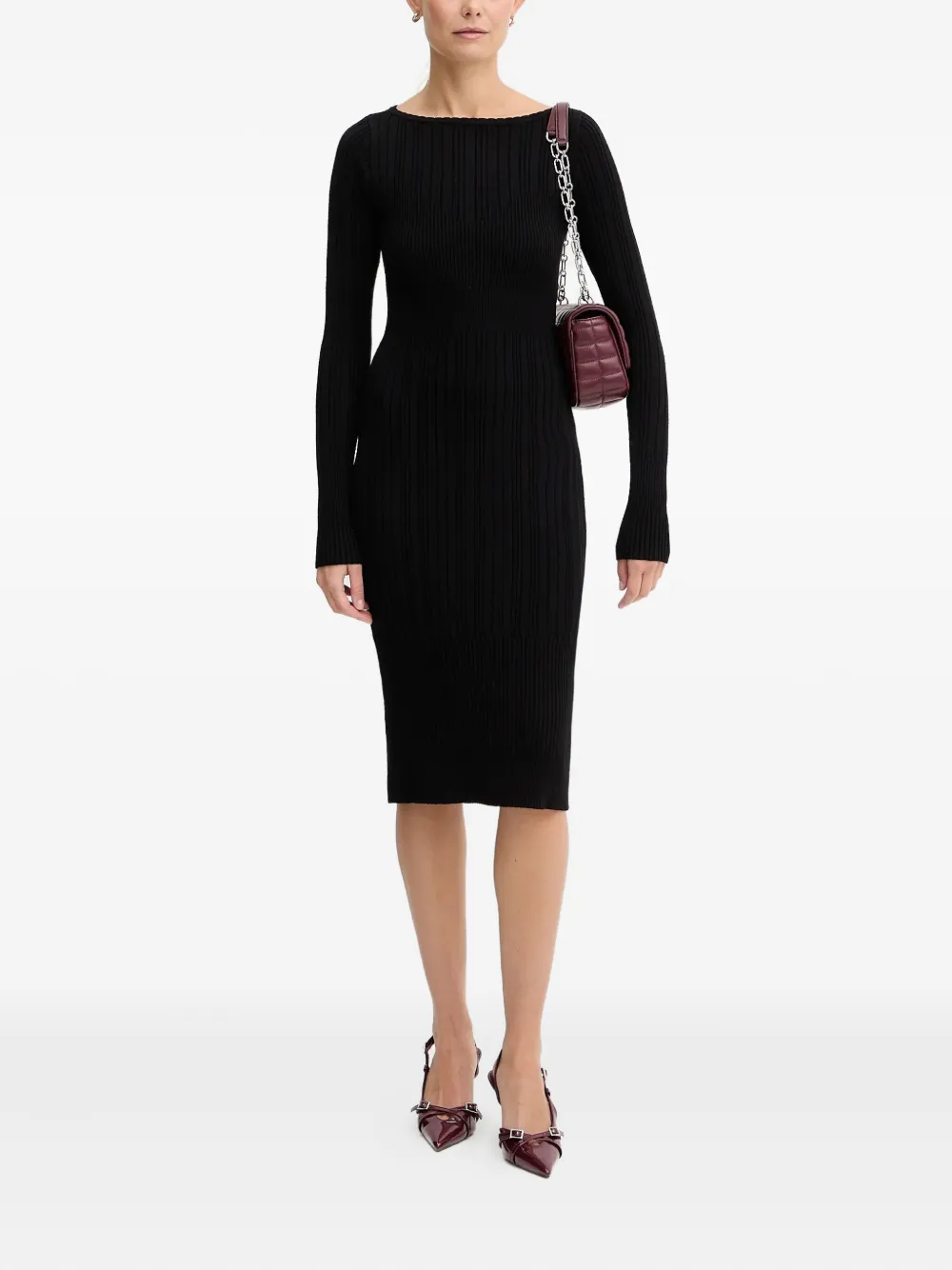 TWINSET logo-plaque ribbed dress - Zwart