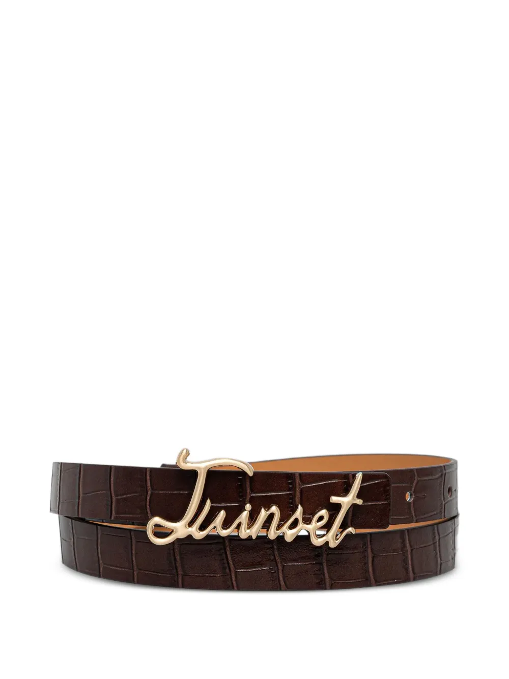 Twinset Logo-buckle Leather Belt In Brown