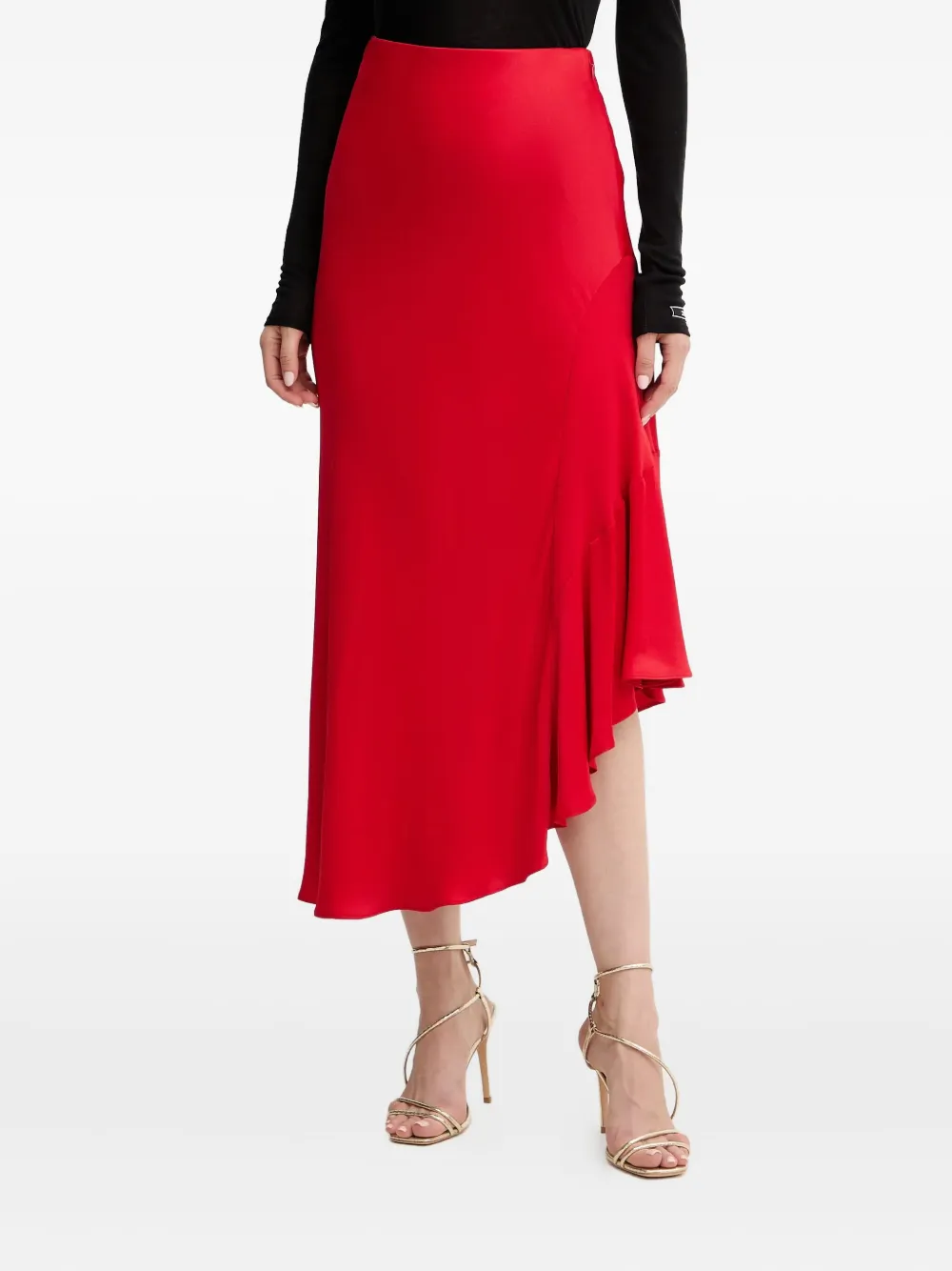 Twinset Ruffled Midi Skirt In Red