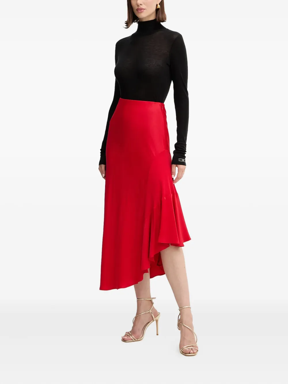 Twinset Ruffled Midi Skirt In Red