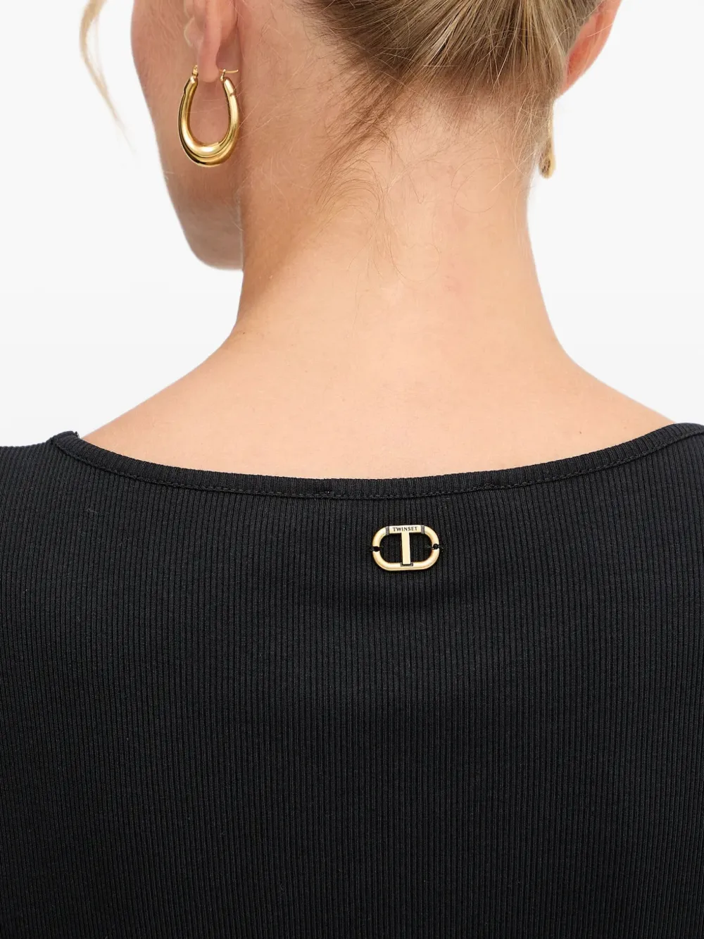 Twinset Lace-detail Cotton T-shirt In Black