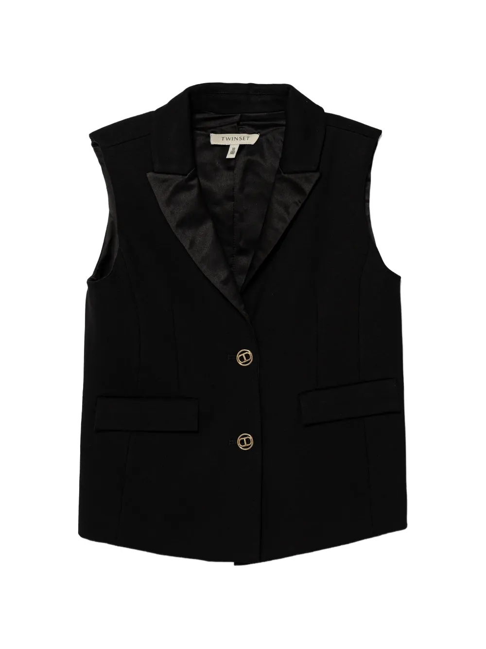 TWINSET Kids buttoned collar gilet - Black