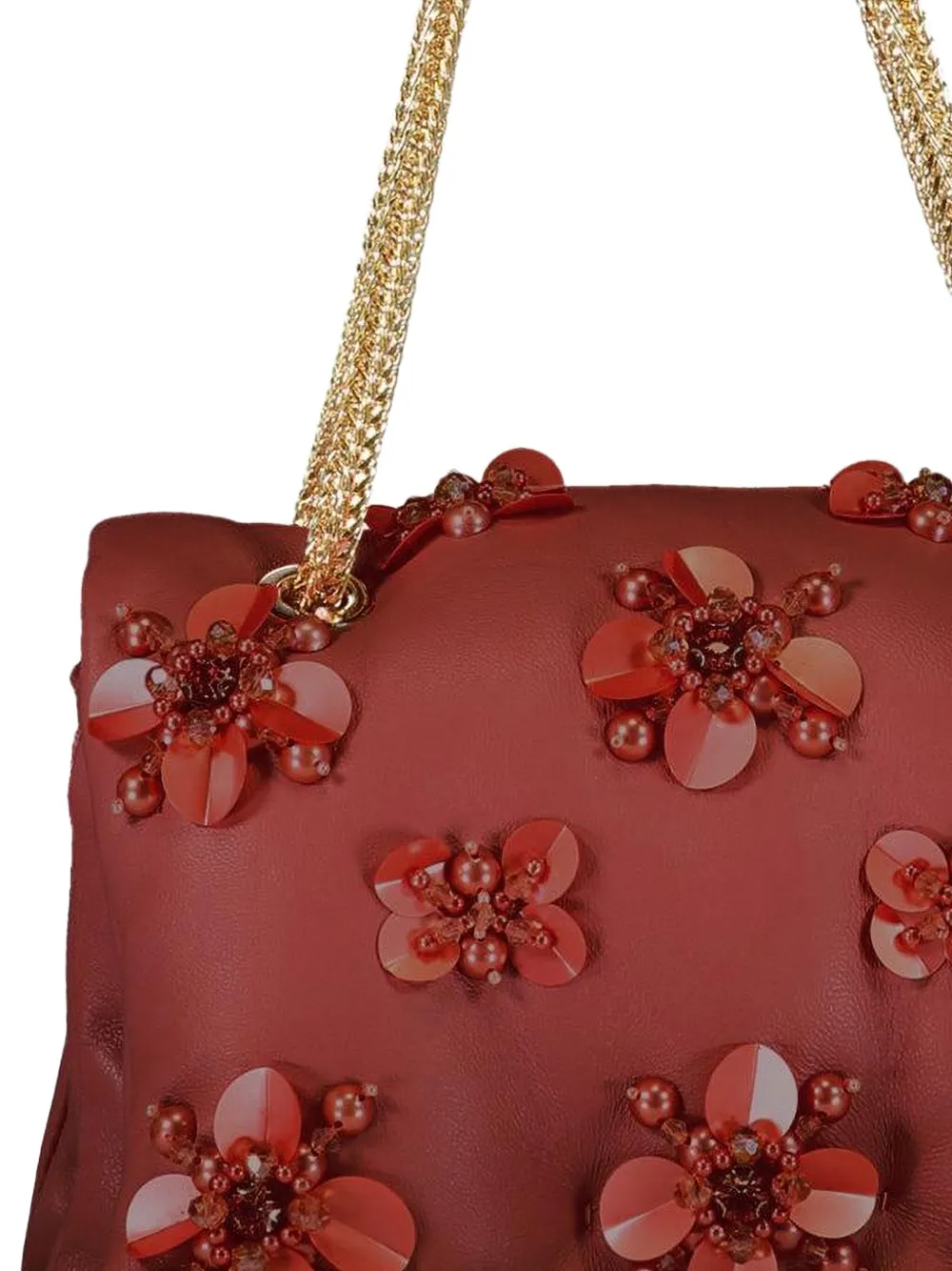 Giambattista Valli Schoudertas verfraaid met bloemen en ketting - Rood