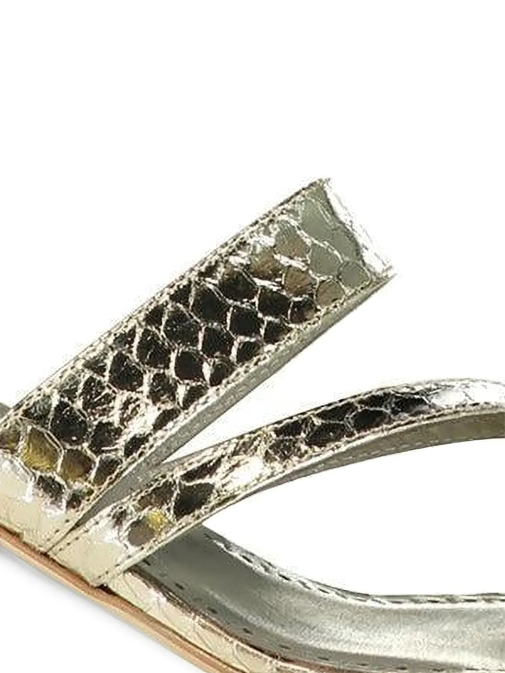 Manolo Blahnik 50 mm Susaperf sandalen met slangen-effect Goud