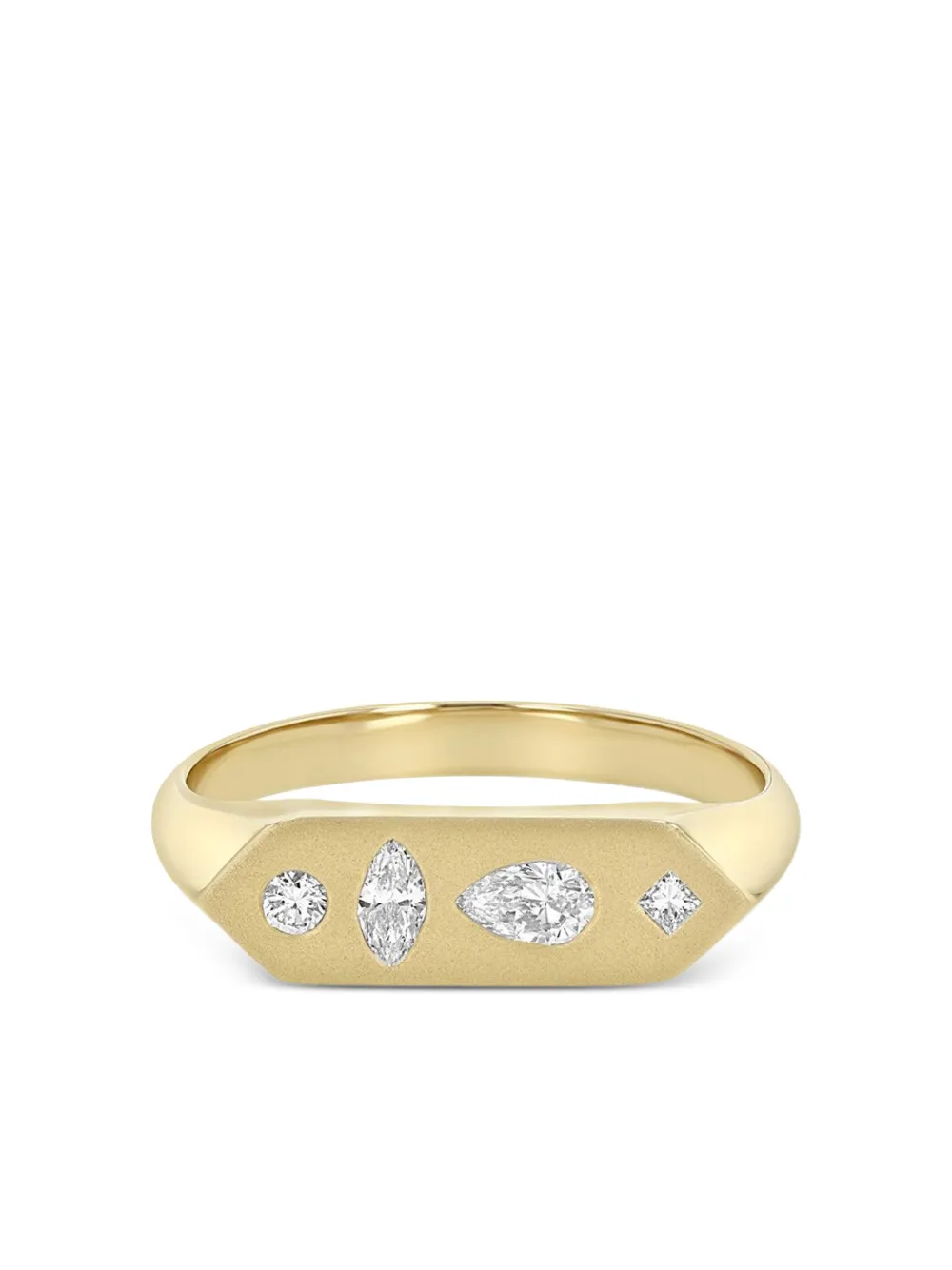 Zoë Chicco 14k Yellow Gold Hexagon Diamond Ring In Brown