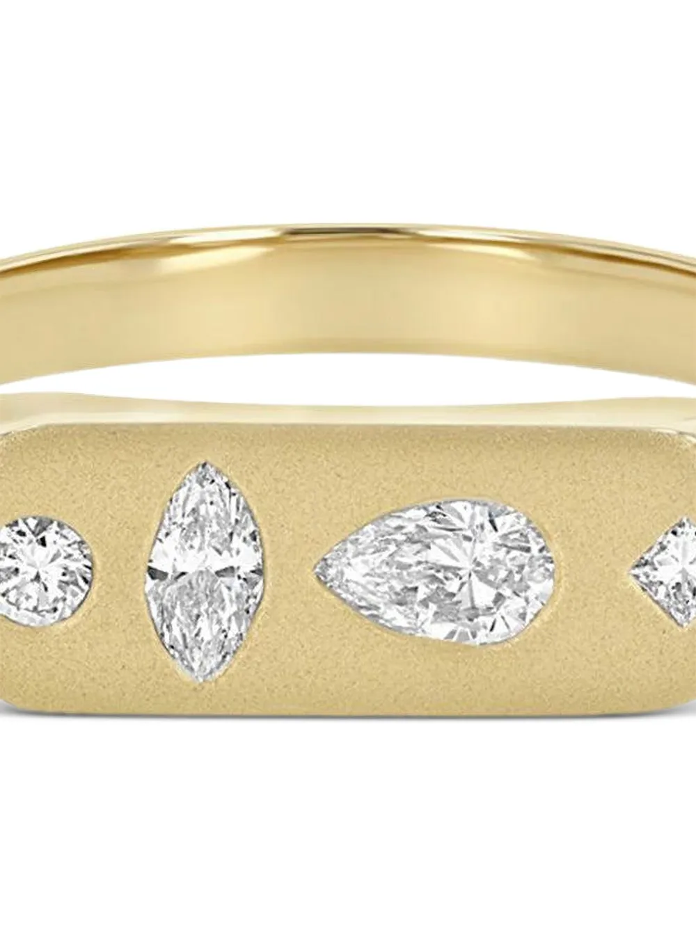Zoë Chicco 14k Yellow Gold Hexagon Diamond Ring In Brown