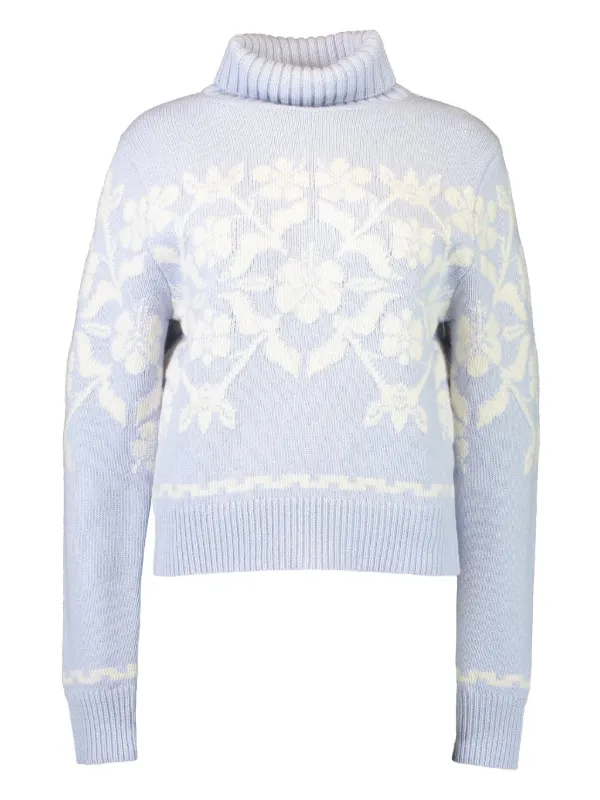 High Sport Zoe Floral Roll-neck Sweater in Blue