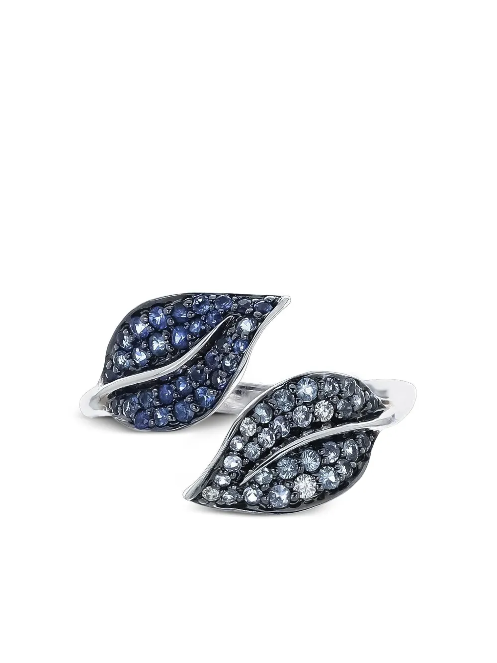 Stéfère 18k White Gold Garden Diamond And Sapphire Ring In Silver