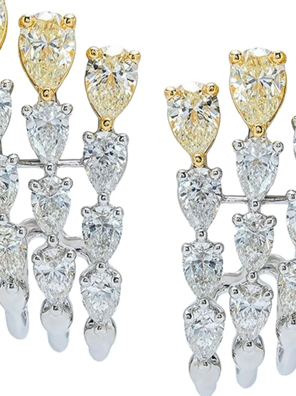 Azzaro aretes Three Row Teardrop en oro blanco de 18kt con dije de diamante | Image 2