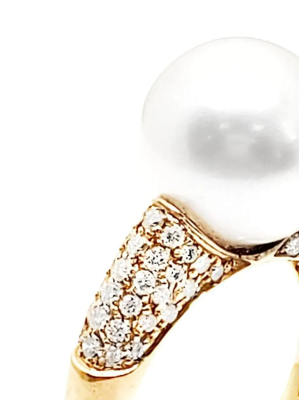Andreoli 18k Yellow Gold Diamond And South Sea Pearl Ring In Gold