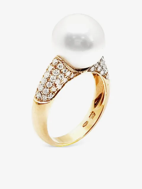 Andreoli 18K yellow gold diamond and South Sea pearl ring