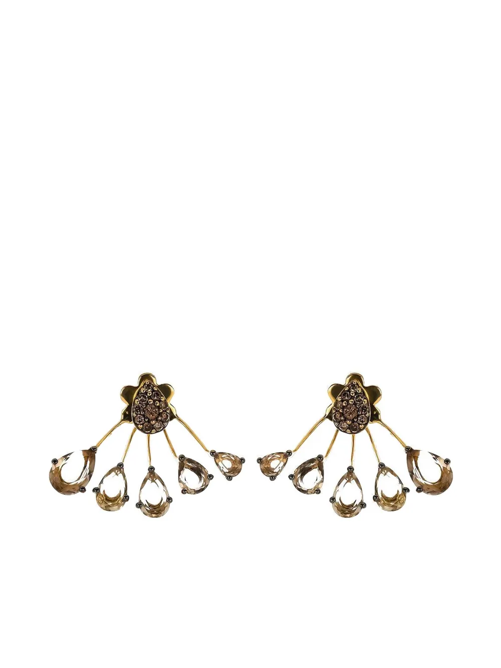 Stéfère 18k Yellow Gold Diamond Earrings In Brown