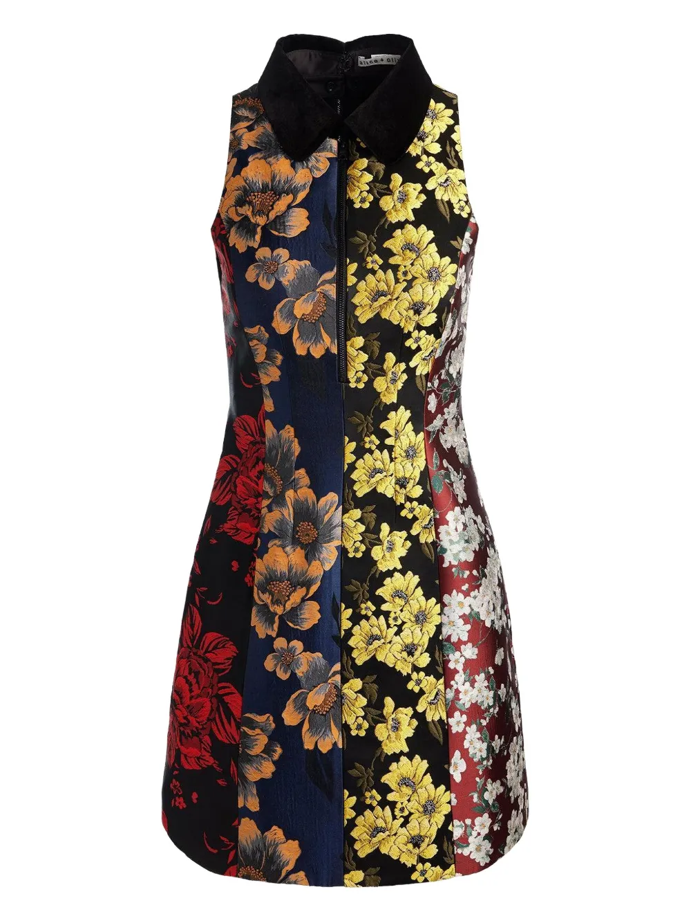 Alice And Olivia Velia Panelled Dress In Black