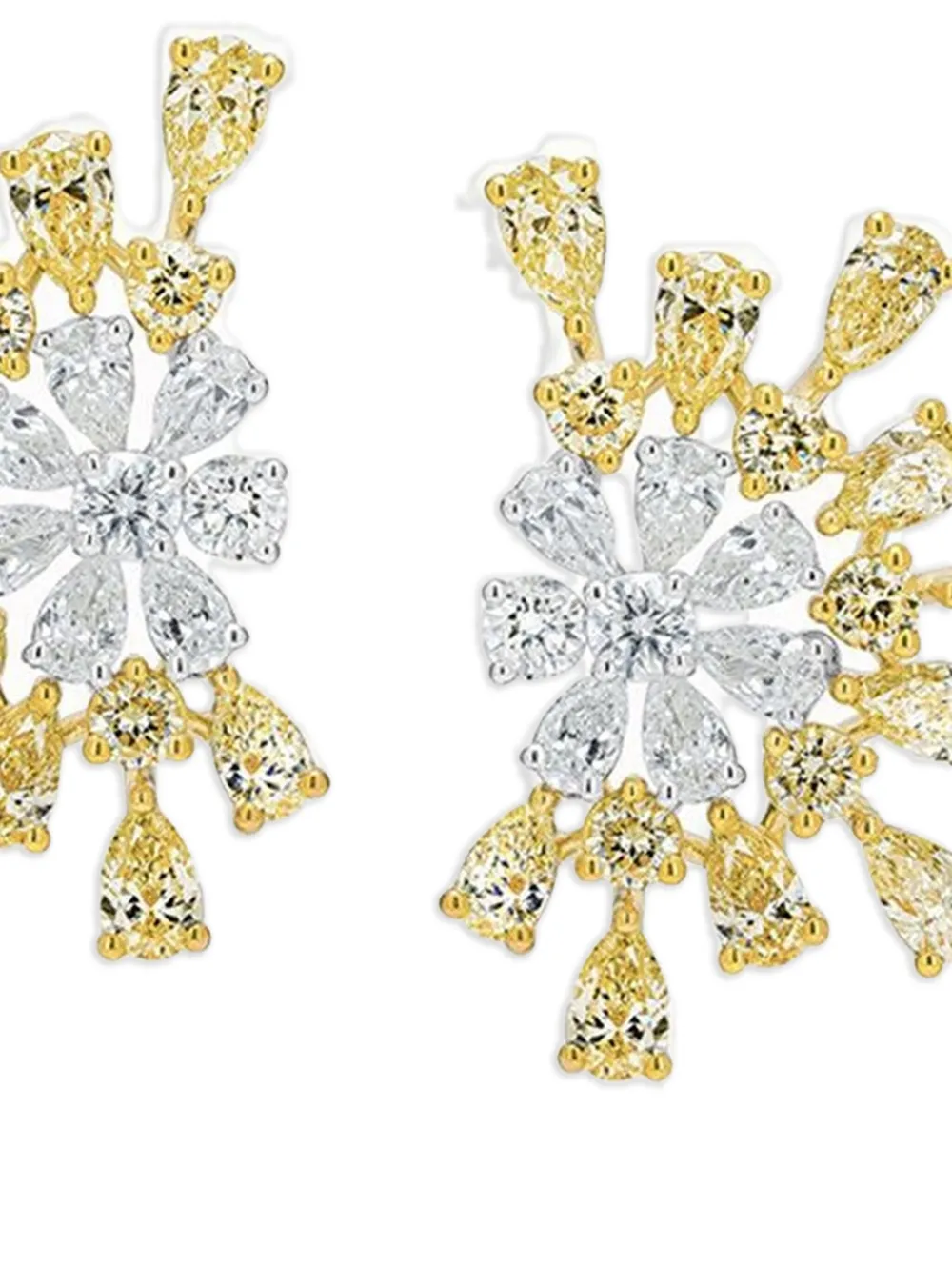  Azzaro 18k Yellow Gold Flower Diamond Earrings 