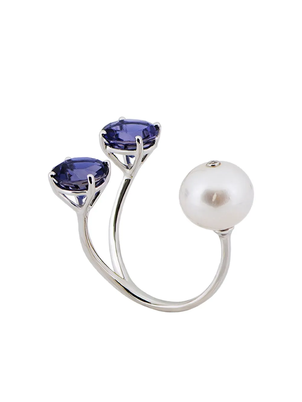 Stefere 18kt Torri Weißgoldring mit Schmuckstein - Silber