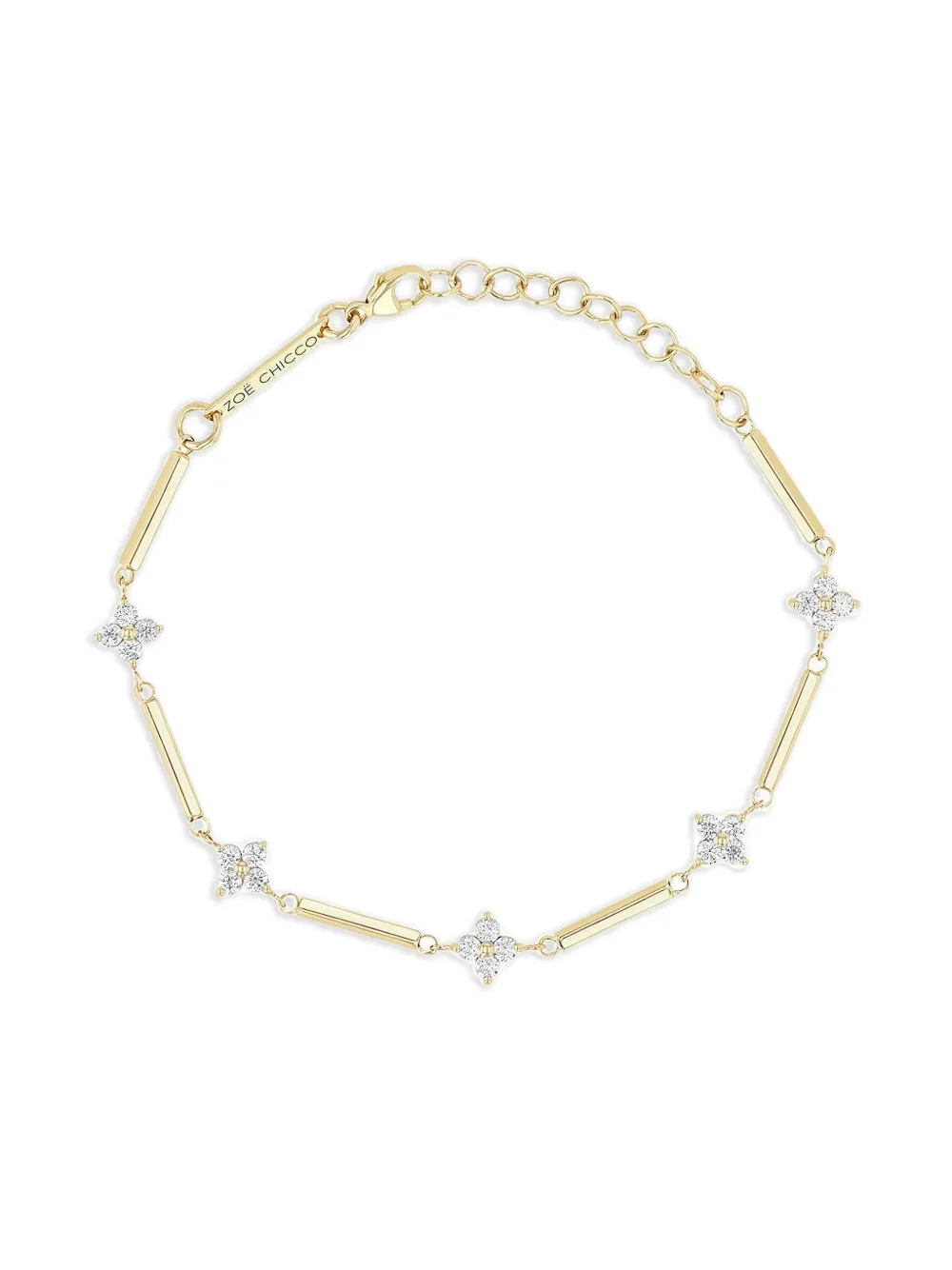 Zoë Chicco Bracciale Quad Station in oro giallo 14kt con diamanti
