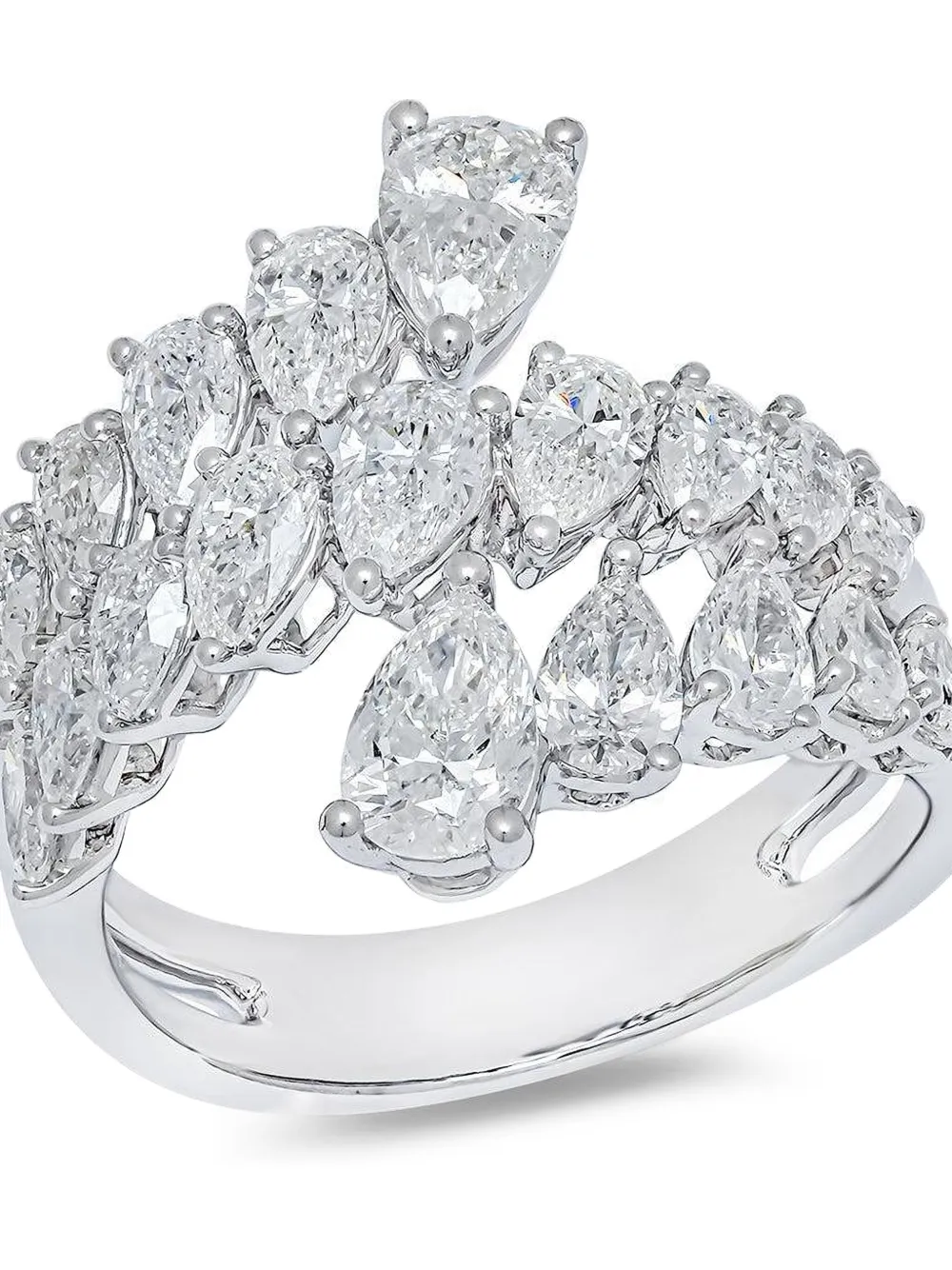  Azzaro 18k White Gold Diamond Ring - Silver 