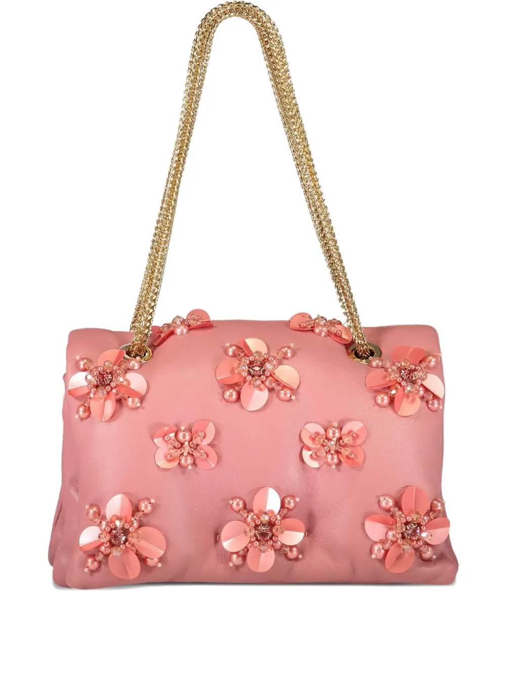 Giambattista Valli Flower-embellished Chain Shoulder Bag In Pink