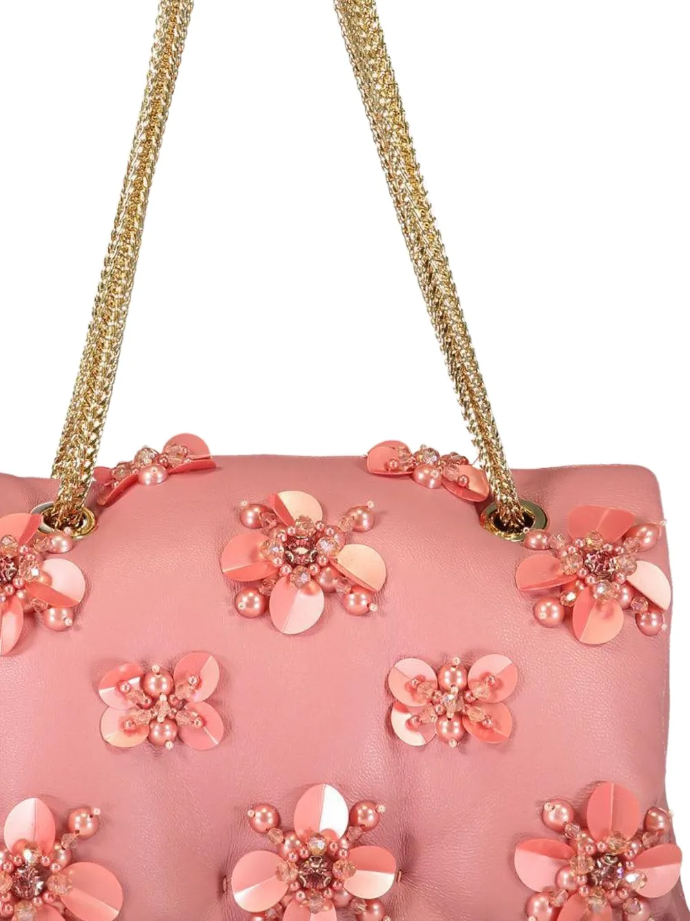Giambattista Valli Schoudertas verfraaid met bloemen en ketting - Roze