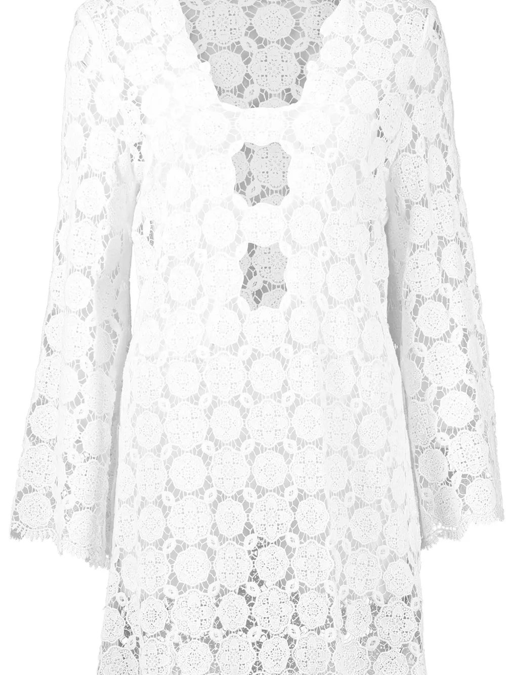 Miguelina Doily strandjurk met kant - Wit