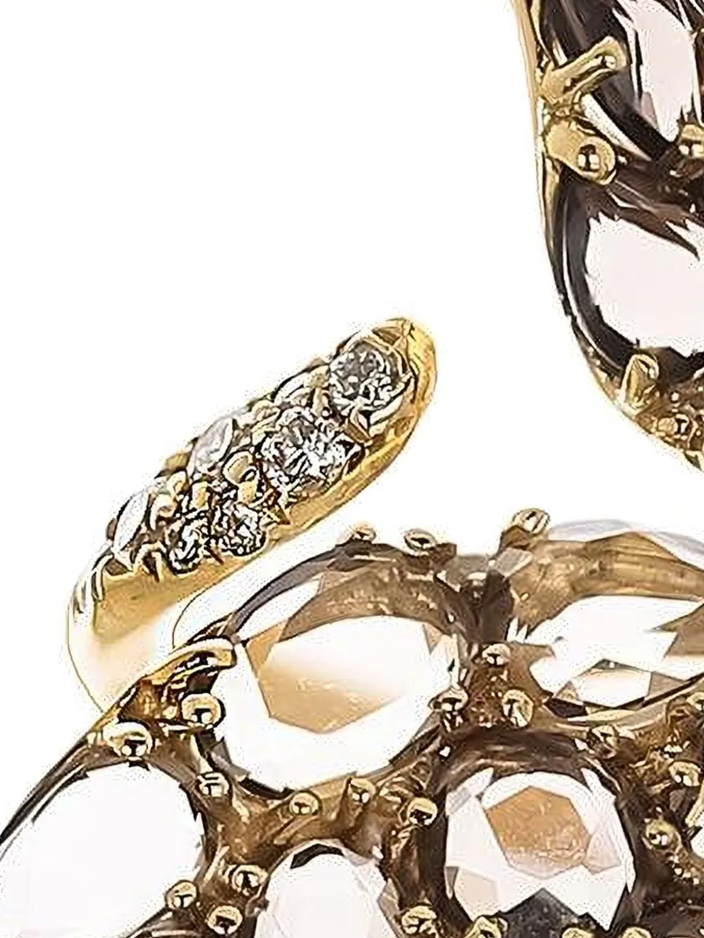  Stefere 18k Yellow Gold Diamond And Quartz Ring 