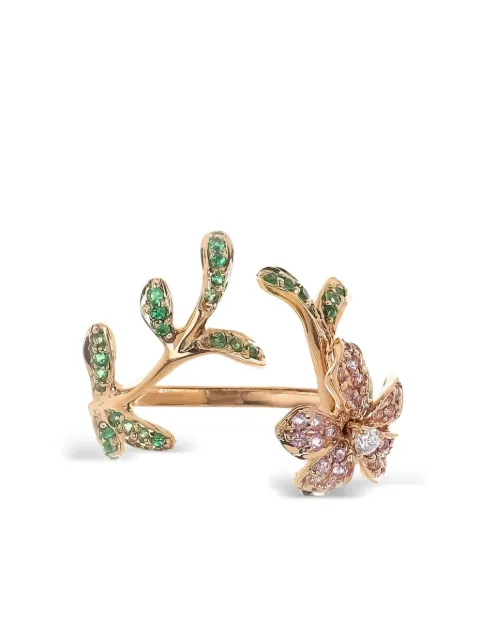 Stefere 18K rose gold Flower multi-stone ring