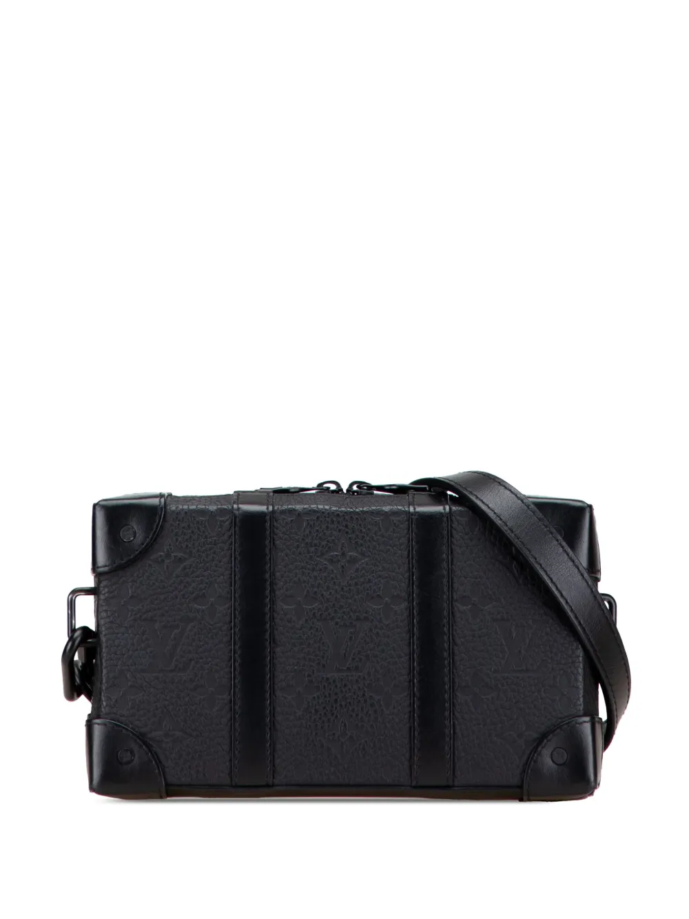 Pre-owned Louis Vuitton 2021-2025 Monogram Taurillon Soft Trunk Wallet Crossbody Bag In Black