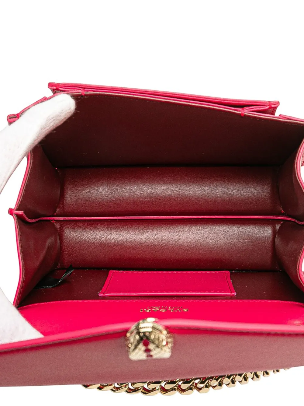 Pre-owned Bvlgari 2010-2025 Leather Serpenti Forever Maxi Chain Top Handle Bag Satchel In Pink