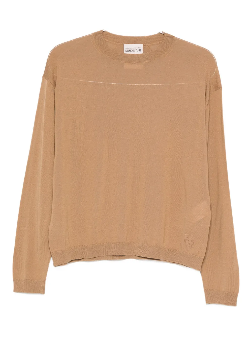 Semicouture Embroidered-logo Top In Neutral