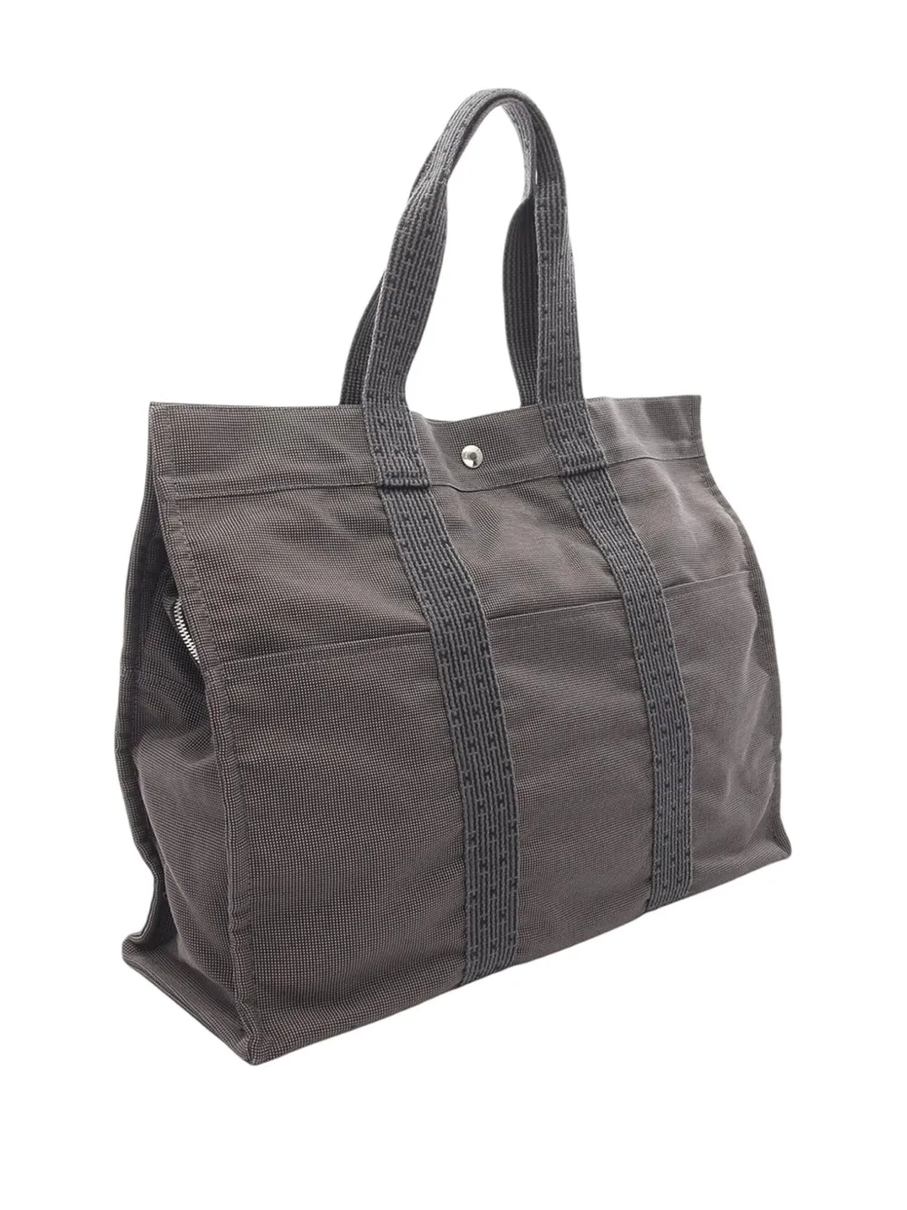 Pre-owned Hermes 1990-2010 Canvas Herline Gm Tote Bag In Gray