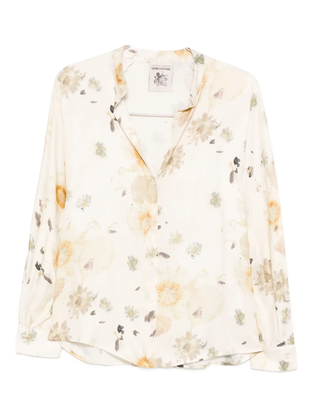Semicouture Floral-pattern Top In Neutral