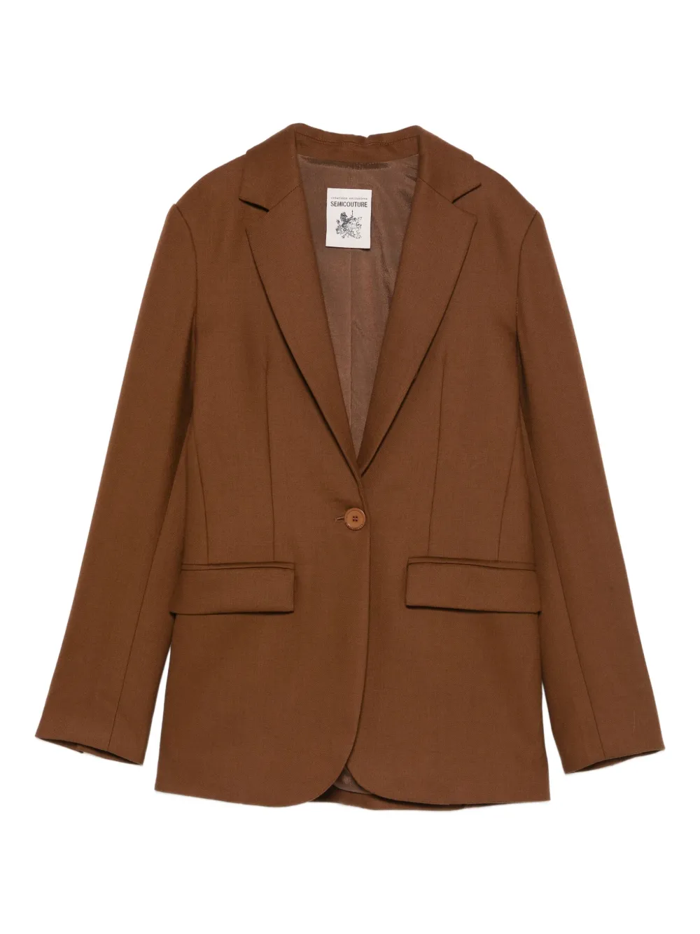Semicouture Notched-lapel Pocket Blazer In Brown