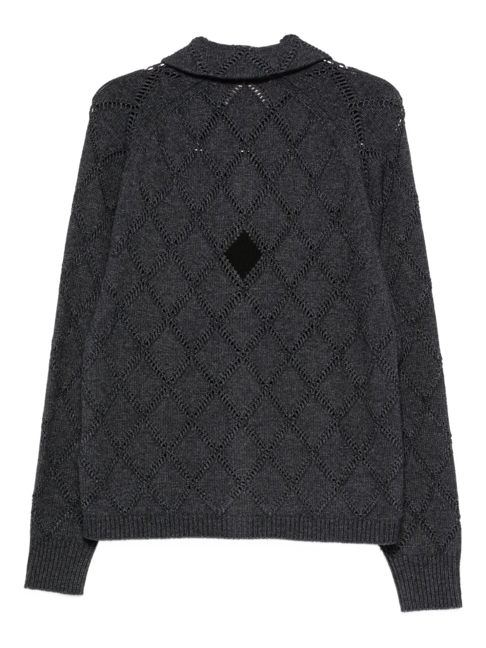 Semicouture Openwork Collared Cardigan In Gray