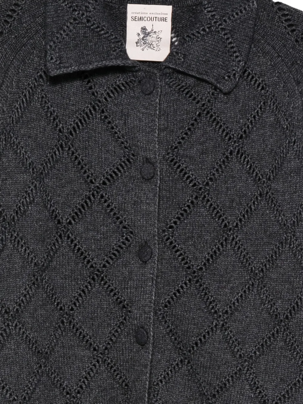 Semicouture Vest met opengewerkte kraag Grijs