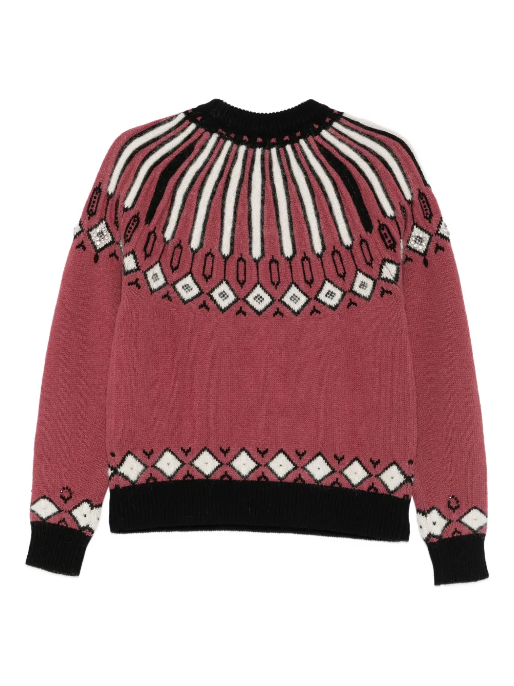 Semicouture Adriane Embellished-patterned Sweater In Red