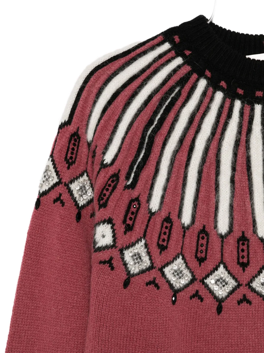 Semicouture Adriane Embellished-patterned Sweater In Red