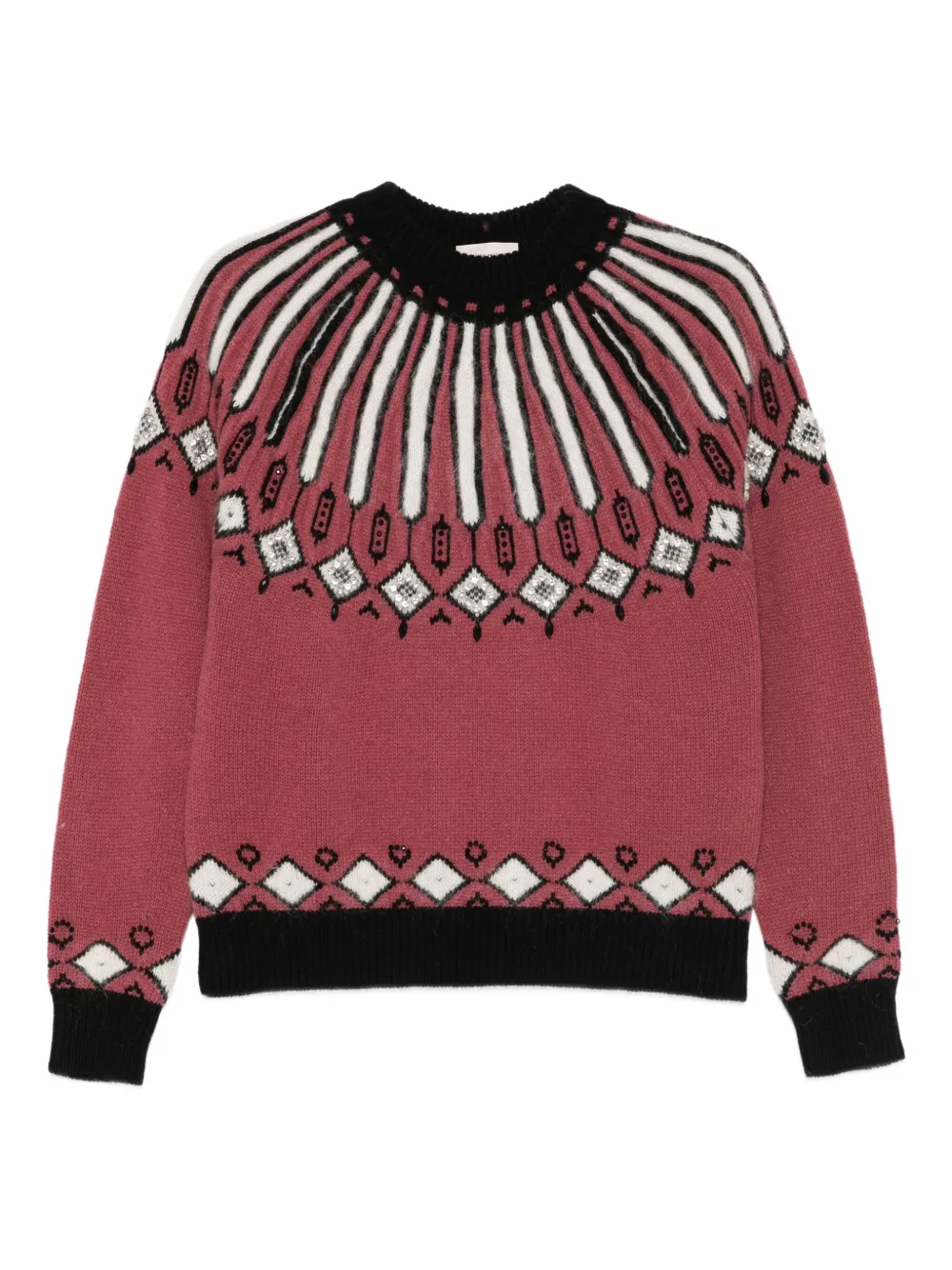 Semicouture Adriane embellished-patterned sweater - Rosa